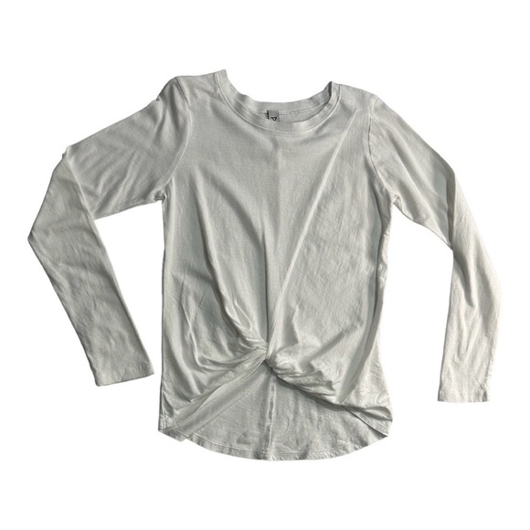 Z By Zella Front Twist White Long Sleeve Tee Size L - Picture 1 of 4